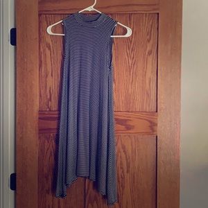 Black and white verticals striped dress